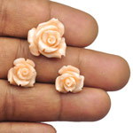 25.19-Carat 3-Pc Set of Rose Carvings (Carved from Coral)