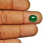 3.59-Carat Deep Green Oval Cabochon-Cut Emerald from Zambia