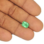 2.39-Carat Lustrous Bluish Green Cushion-Cut Colombian Emerald