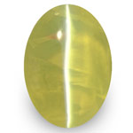 3.11-Carat Lively Greenish Yellow Oval-Cut Chrysoberyl Cat's Eye