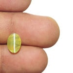 3.11-Carat Lively Greenish Yellow Oval-Cut Chrysoberyl Cat's Eye