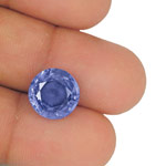 8.03-Carat Unheated Round-Cut Intense Blue Sri Lankan Sapphire