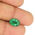 3.47-Carat Oval-Cut Lustrous Intense Green Emerald from Zambia