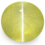 1.24-Carat 6mm Round Greenish Yellow Chrysoberyl Cat's Eye (IGI)