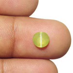 1.24-Carat 6mm Round Greenish Yellow Chrysoberyl Cat's Eye (IGI)