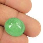 21.97-Carat Oval Cabochon-Cut Pastel Green Colombian Emerald