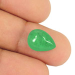 6.40-Carat Pear Cabochon-Cut Lively Green Emerald from Colombia