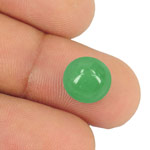 5.36-Carat 10mm Round Lively Green Cabochon Colombian Emerald