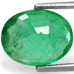 2.42-Carat Splendid Leaf Green Oval-Cut Zambian Emerald