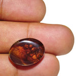 12.37-Carat Dark Brown Fire Agate with Orangish Brown Bubbles