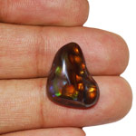 12.77-Carat Orangish Brown Fire Agate with Multi-Color Swirls