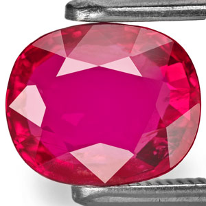 2.00-Carat Eye-Clean Neon Pinkish Red Unheated Cushion-Cut Ruby - Click Image to Close