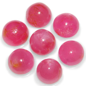 15.47-Carat 7-pc Lot of Round 7mm Cabochon-Cut Rubies - Click Image to Close