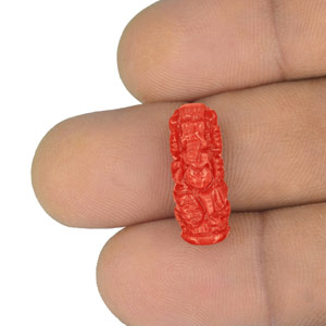 7.84-Carat Intense Orange Coral with Carving of Lord Ganesha - Click Image to Close