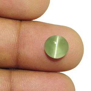 2.89-Carat Lovely 8mm Round Mint Green Chrysoberyl Cat's Eye - Click Image to Close