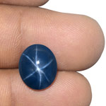 9.35-Carat Dark Blue Star Sapphire with Sharp 6-Ray Star (IGI)