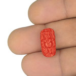 8.03-Carat Natural Italian Coral with Carving of Lord Ganesha