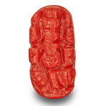 7.84-Carat Orangy Red Italian Coral with Carving of Lord Ganesha