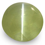 4.09-Carat 7mm Round Yellowish Green Chrysoberyl Cat's Eye (IGI)