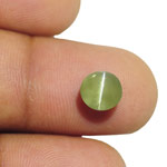 4.09-Carat 7mm Round Yellowish Green Chrysoberyl Cat's Eye (IGI)