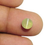 3.05-Carat 7mm Round Soft Greenish Yellow Chrysoberyl Cat's Eye