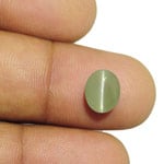 3.43-Carat Greenish Grey Chrysoberyl Cat's Eye from India (IGI)