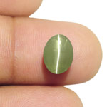 5.81-Carat Grey Green Chrysoberyl Cat's Eye with Sharp Ray (IGI)