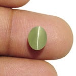 3.33-Carat Greyish Green Chrysoberyl Cat's Eye from India (IGI)