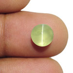 3.72-Carat Light Yellowish Green Indian Chrysoberyl Cat's Eye