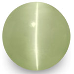 3.03-Carat 7mm Round Soft Greenish Grey Chrysoberyl Cat's Eye