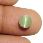 3.03-Carat 7mm Round Soft Greenish Grey Chrysoberyl Cat's Eye