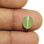 3.32-Carat Intense Yellowish Green Indian Chrysoberyl Cat's Eye