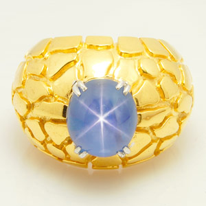 11.06-Carat Star Sapphire - Gold Nugget Ring