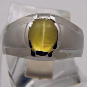Transparent Chrysoberyl Cat's Eye mounted in a gold ring
