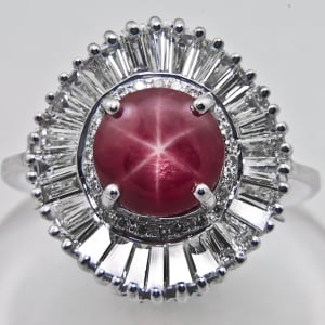 Star Ruby & Tapers Baguettes Diamond Ring