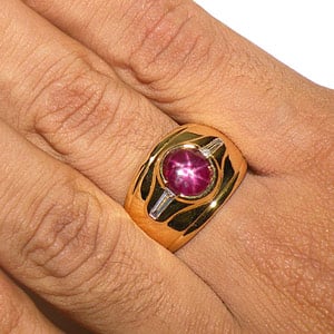 5.18-Carat Star Ruby & Baguette Ring